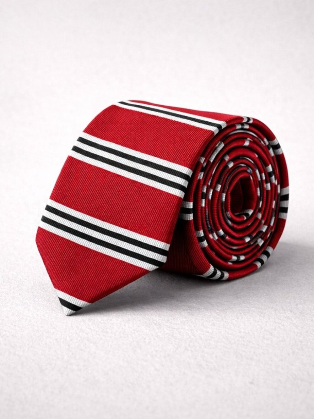 Brooks Brothers Silk Repp Classic Striped Tie Red Black White Made in England